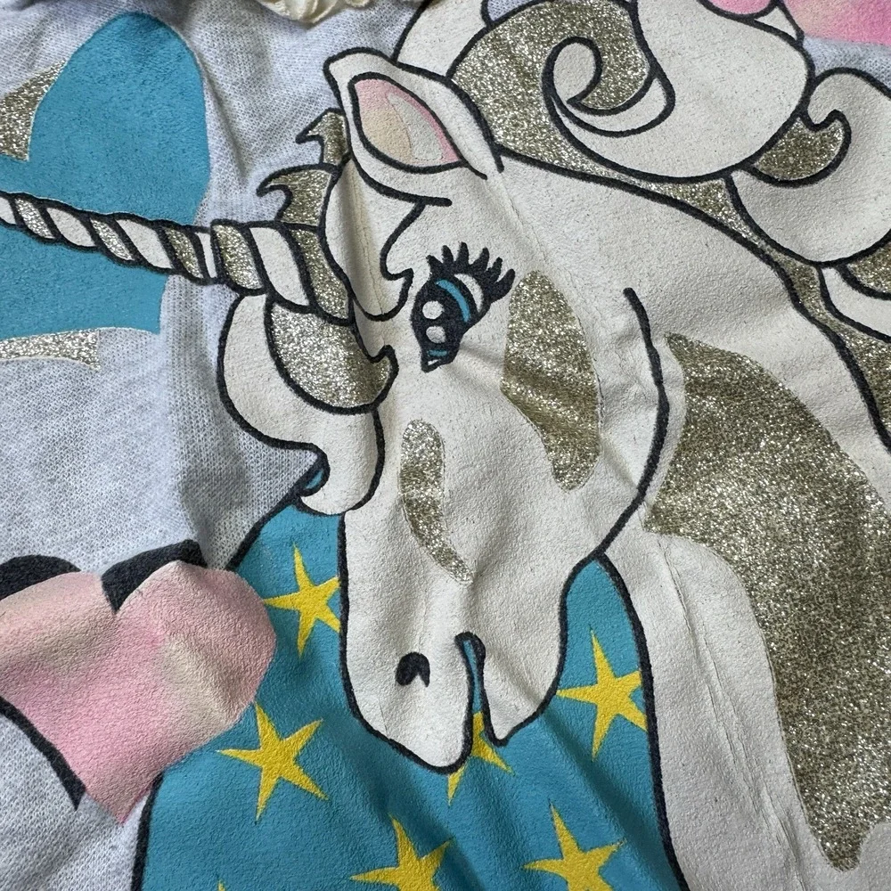 Vintage Girls Athletic Works Unicorn Sweater Hearts Ruffles 80s Size 6 Rare READ